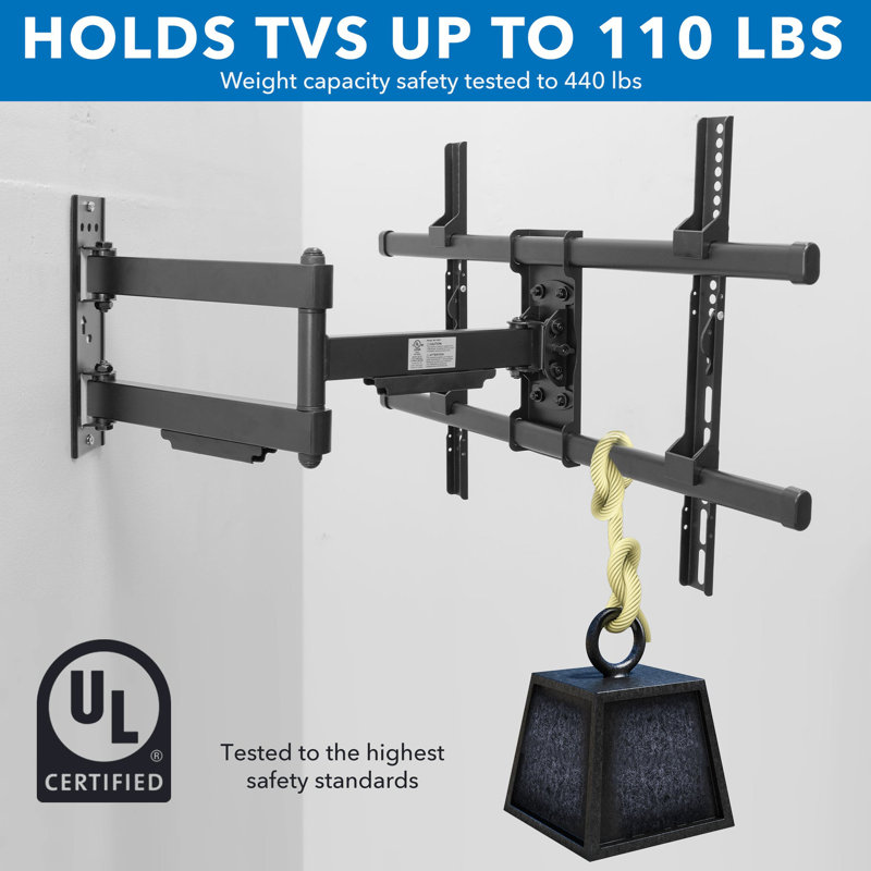 Heavy Duty Black Steel Full Motion TV Wall Mount for 37-80 Inch Screens