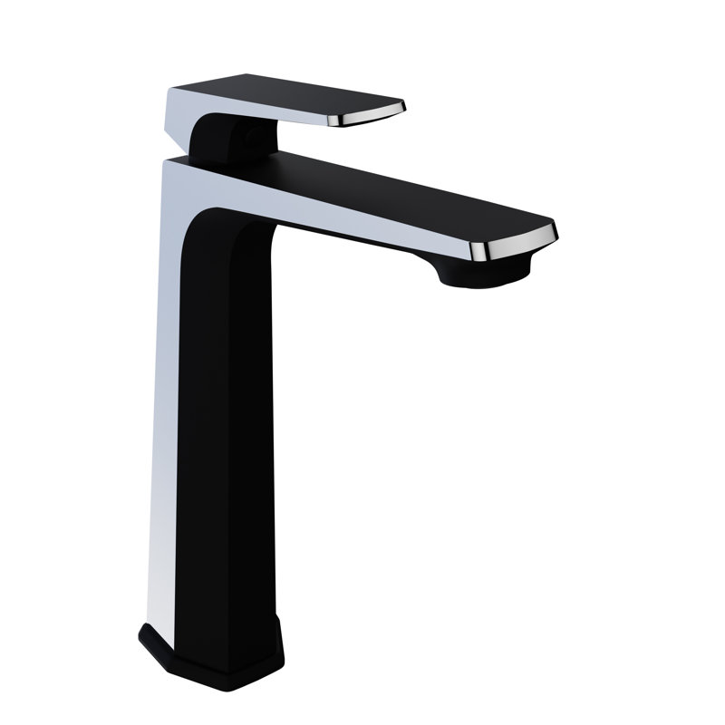 Single-Hole Single-handle Bathroom Faucet with Drain Assembly, Matte Black/Chrome