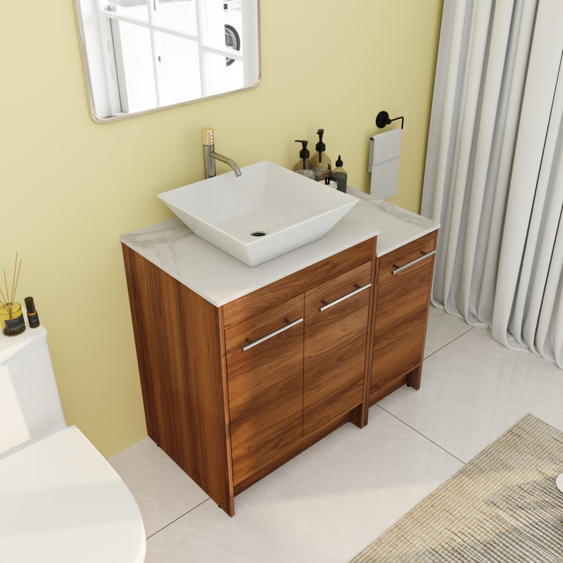 35.46'' Single Bathroom Vanity with Ceramic Top