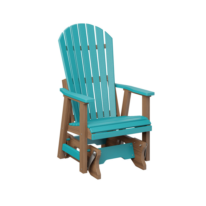 Comfo Back Outdoor Glider, Aruba Blue Top/Antique Mahogany Base