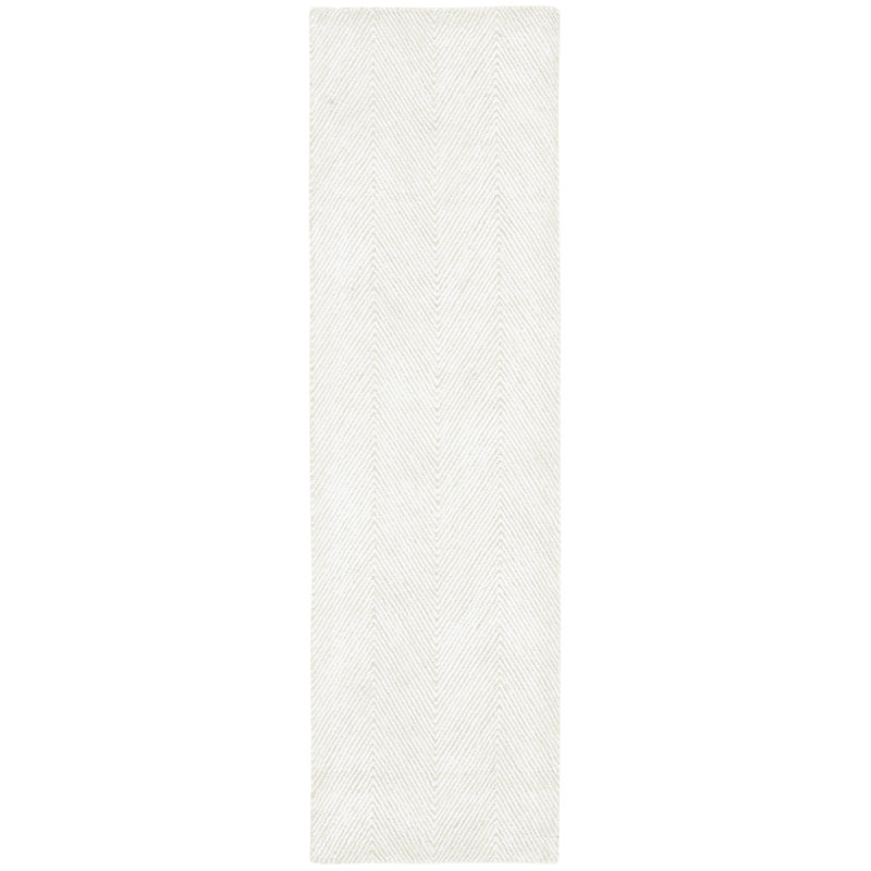 Keough Hand Tufted Viscose/Wool/Cotton Chevron Rug in Ivory/Beige, Runner 2'3" x 12'