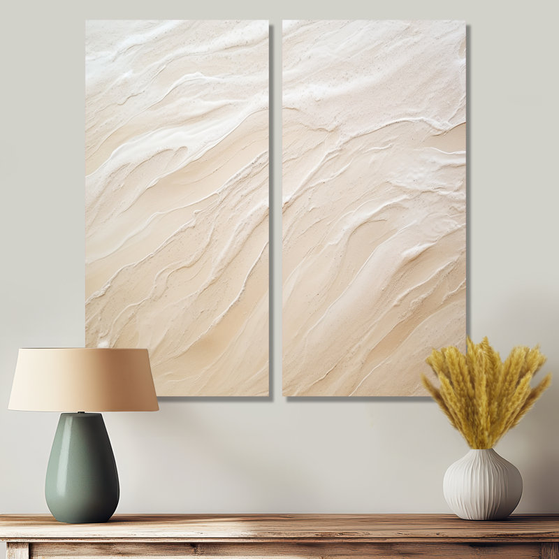 Charme moderne sable beige plage - art mural plage, H 32 po x l 32 po, Toile tendue, Ne s’applique pas