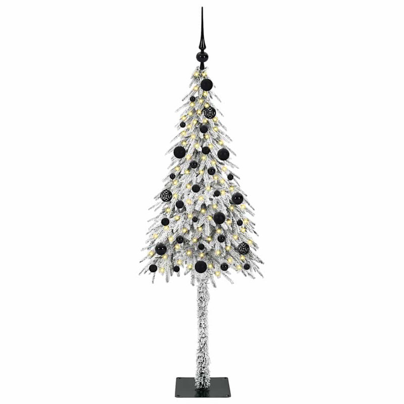 Christmas Tree with 150 LEDs PE and Steel, Black, 4.92' H