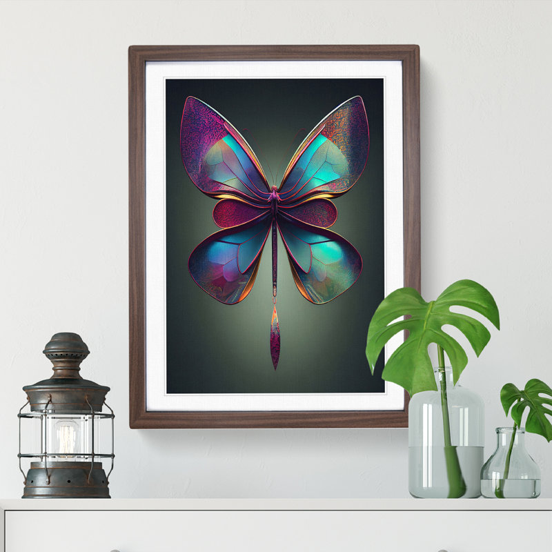 Otherworldly Butterfly - Framed Print, 46cm H x 34cm W x 2cm D, Walnut