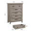 Commode 5 tiroirs pour chambre à coucher, commode verticale de 41,3 po de hauteur avec grand rangement, commode autoportante en bois pour chambre à coucher, salon
