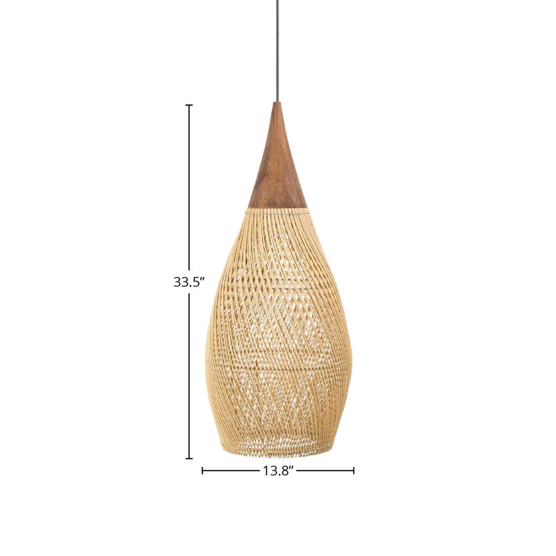 Luminaire suspendu 1 lumière Amhold, Naturel