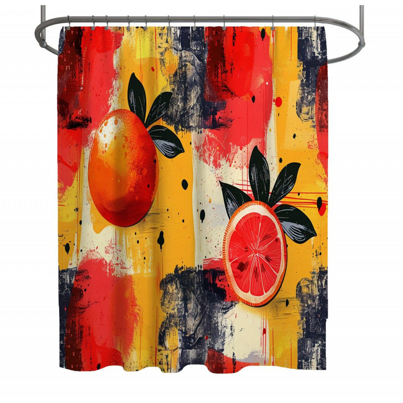 Fruit Illustration Art Shower Curtain, 83"H x 70"W