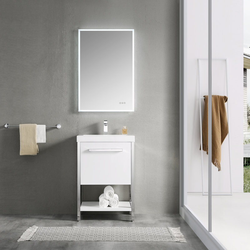 Ensemble de meuble-lavabo de salle de bain simple 24 po ergonomique imperméable Herakleitos