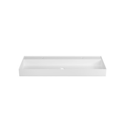 Lavabo de salle de bain en pierre solide en résine, ton blanc mat, 46,61 po de profondeur, 18,95 de largeur, 4,79 de hauteur, 56,08 lb, ajustement parfait pour les agencements, résistance aux égratignures de haute qualité, installation flexible