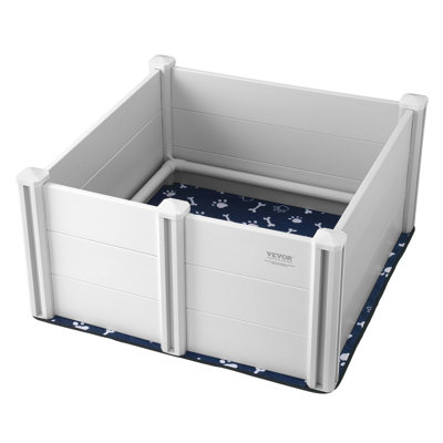 Boîte de mise-bas pour chien de 38,6 po x 38,6 po x 18,1 po pour chien et chiots, enclos de mise bas pour chiots, boîte d'accouchement pour chien avec rails et patin lavable, boîte de mise-bas pour chiens de race moyenne, blanc