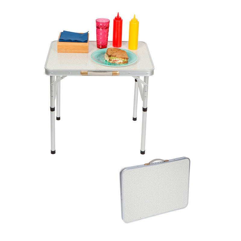 White Aluminum Portable Folding Camp Table with Carry Handle