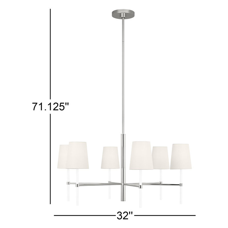 Monroe 6 - Light Chandelier, Polished Nickel