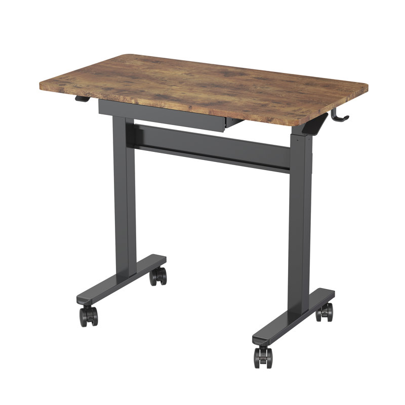 Adjustable Standing Desk, Rustic Brown/Black