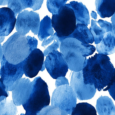 Peel and Stick Wallpaper Abstract Blue Watercolor Deep Navy Brush Strokes Contact Paper Removable Self Adhesive Wall Mural Wall Decor for Bedroom Kitchen Cabinets 17.7in x 118in