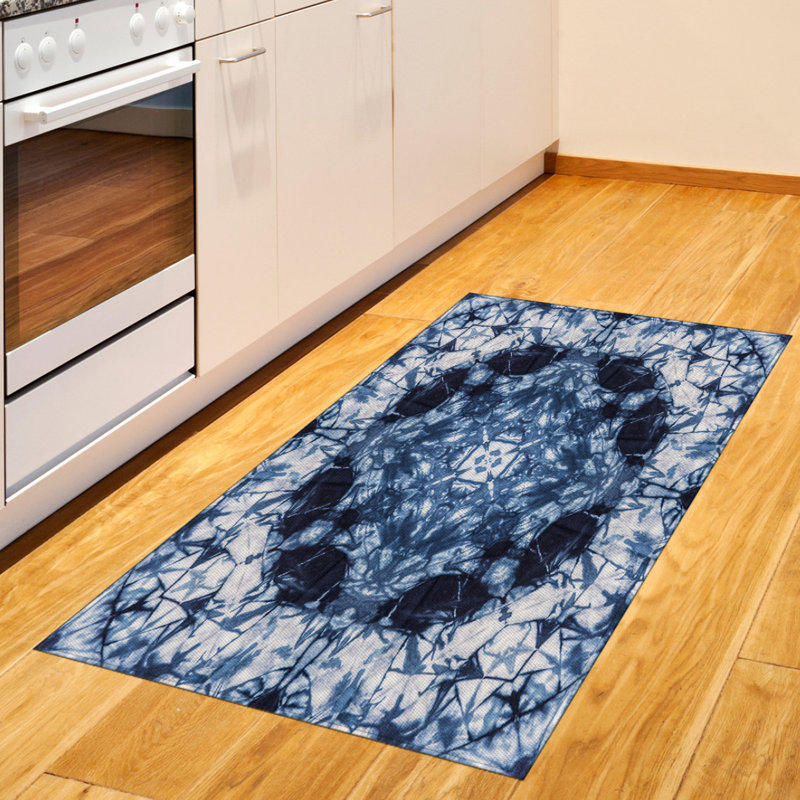Indigo Paisley High Density Long Fiber Poly Threads Decorative Area Rug Carpet, Rectangle 2'7" x 5'