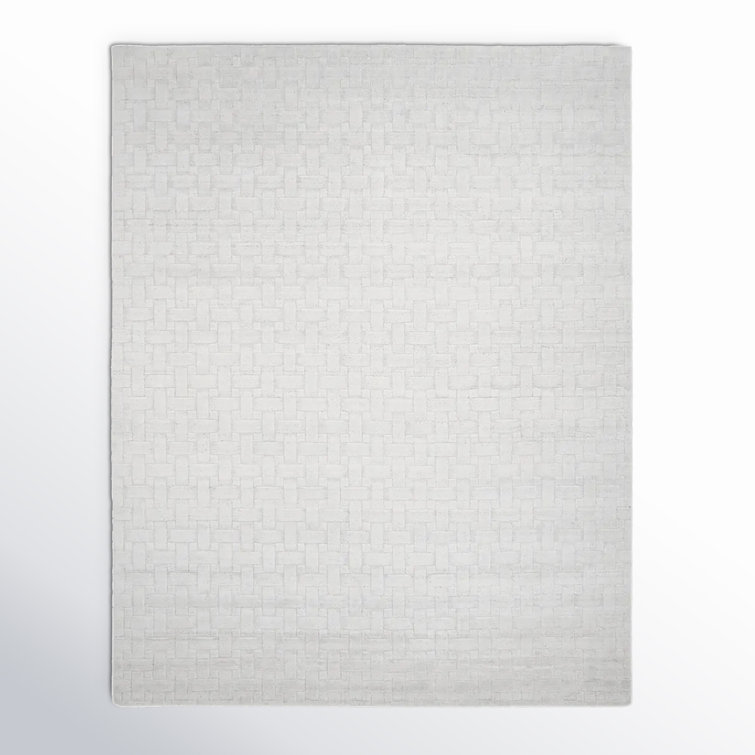 Hainsly Hand Loomed Wool/Viscose/Cotton Area Rug in Alabaster
