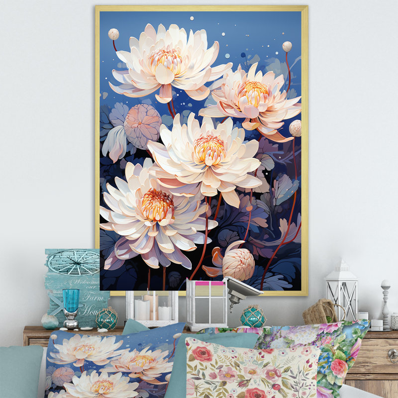 Lotus Bliss Unveilé II sur toile, H 40 po x l 30 po x P 1,5 po, Cadre photo doré simple