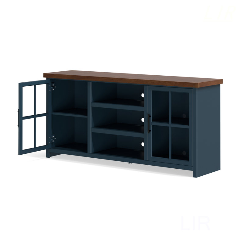 Meuble télé 67 po pour téléviseur de 80 po ou moins, aucun assemblage requis, solution de rangement durable et élégante, meuble télé
