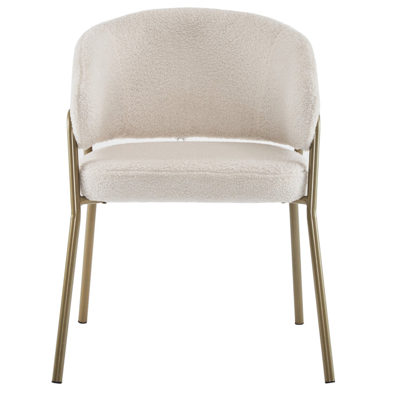 Callaghn 46cm H Velvet Upholstered Metal Wing Back Armchair, Gold, White