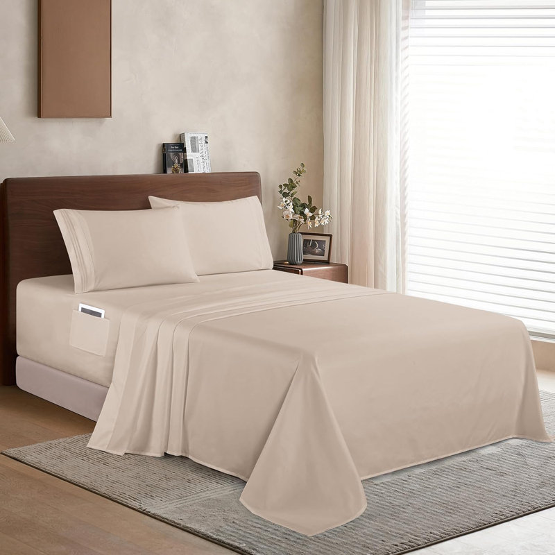 Elegant Comfort Luxury 1500 Premium Hotel Quality Microfiber 4-Piece Sheet Set - Soft, All Around Elastic 18-24 Inches Deep Fitted Sheet - Extra Deep Pocket Sheets