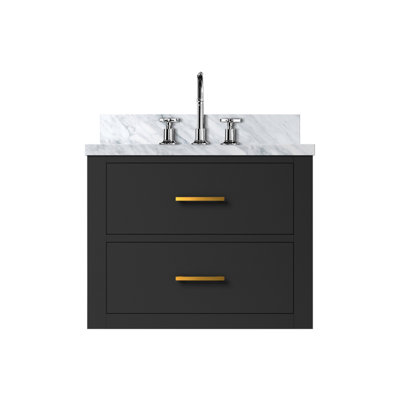 Meuble-lavabo simple noir 24 po X P 18 po D, dessus en acrylique et robinet
