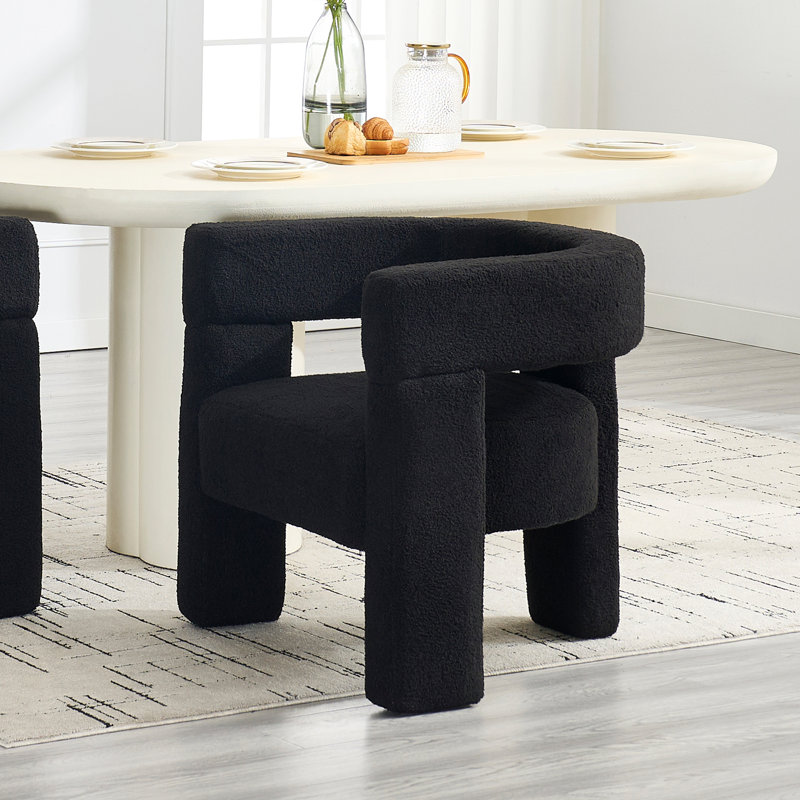 Modern Upholstered Dining Arm Chair, Black