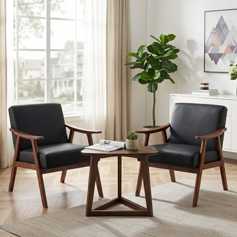 Fauteuil de réception Maret 30,71 po, Black Faux Leather