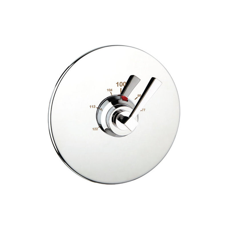 Plaza Round Thermostat Complete with Valve, Polished Chrome, 0.5"