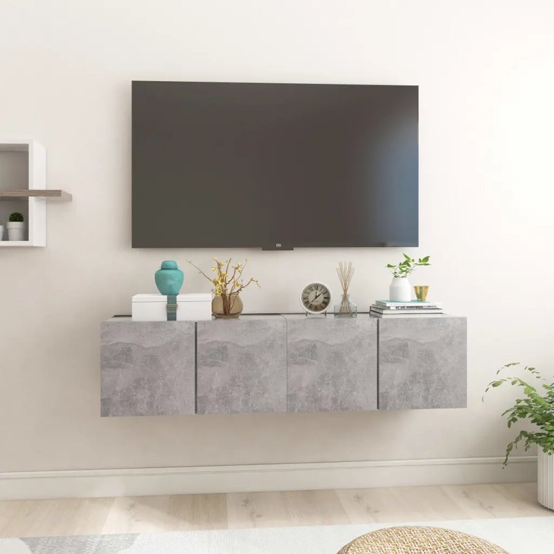 Lesile Unfinished Floating TV Stand for TVs up to 24", Concrete Grey