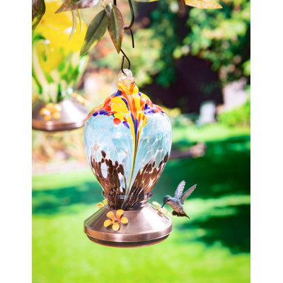 Glass Hanging Hummingbird Feeder