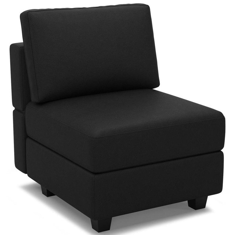 Méridienne 26 po en similicuir noir avec rangement