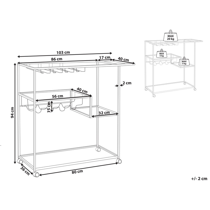 Eyhab Metal Bar Cart