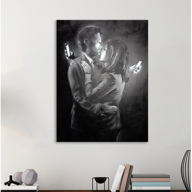 Mobile Lovers by Banksy - Wrapped Canvas Print, 81 cm H x 61 cm W x 4 cm D
