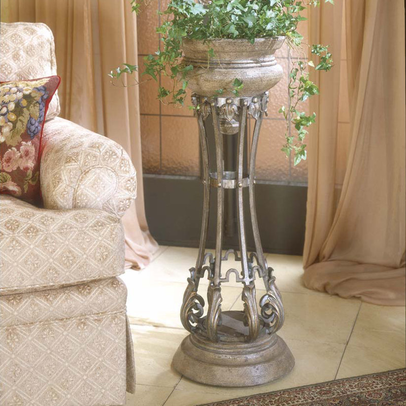 Budapest Metal & Stone Pedestal Planter