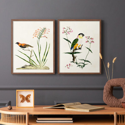 Oiseau dans l'habitat III - reproduction encadrée de qualité supérieure - prête à être accrochée - aucun clou requis - aucun clou requis