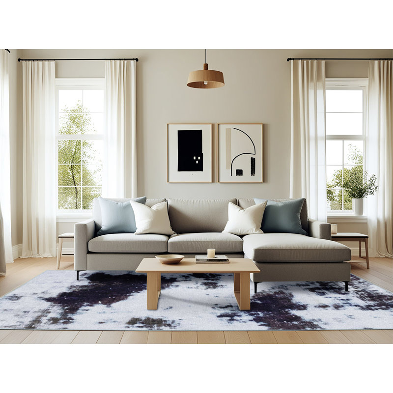 Tapis abstrait à motif abstrait moderne, Rectangle 6 pi x 9 pi