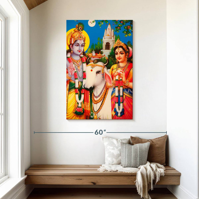 Dieux indous Rada et Krishna, H 45 po x l 30 po