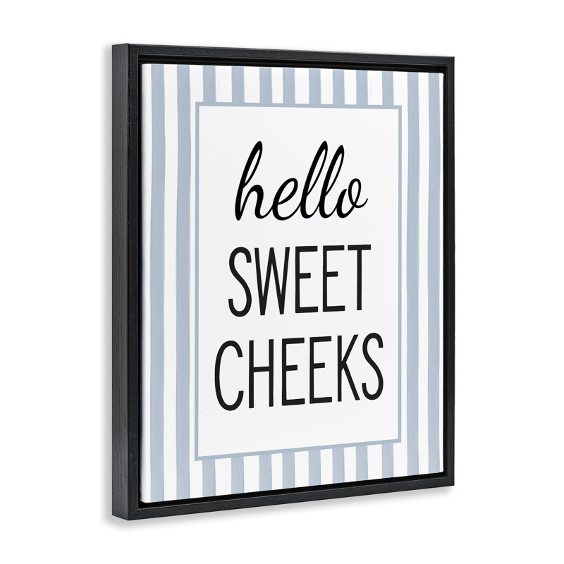Cadre flottant Hello Sweet Cheek on Stripes, Cadre flottant noir de jais, H 21 po x l 17 po