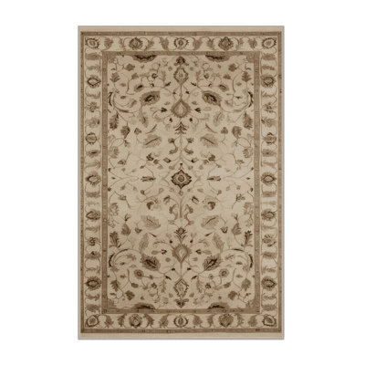 Tapis brun Tabriz lavable à la machine