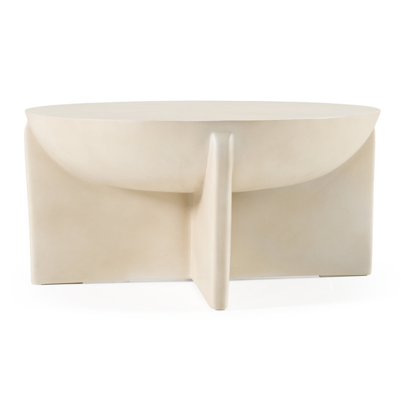 Soichi - Modern Concrete Round Coffee Table, Ivory