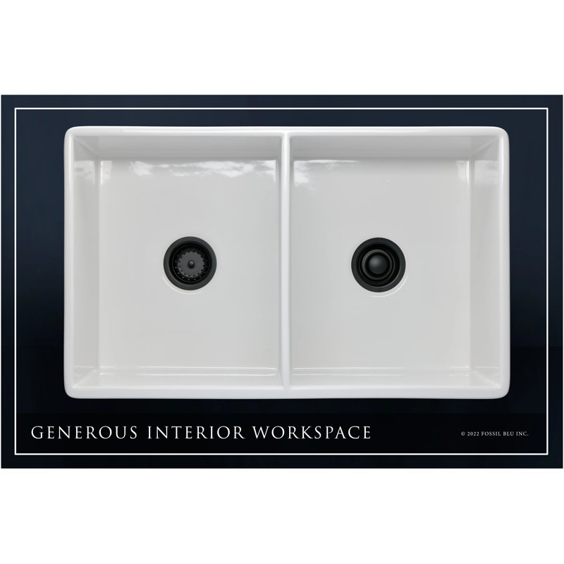 Luxury 33" L x 20" W Double Basin Undermount Kitchen Sink with Basket Strainer, Matte Black Accessories