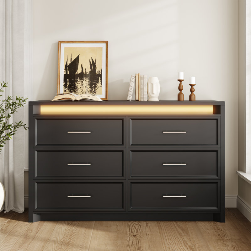 Commode 6 tiroirs, Noir