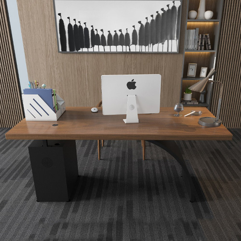 Bureau rectangulaire en bois massif brun + noir, H 29,53 po x l 62,99 po x P 27,56 po