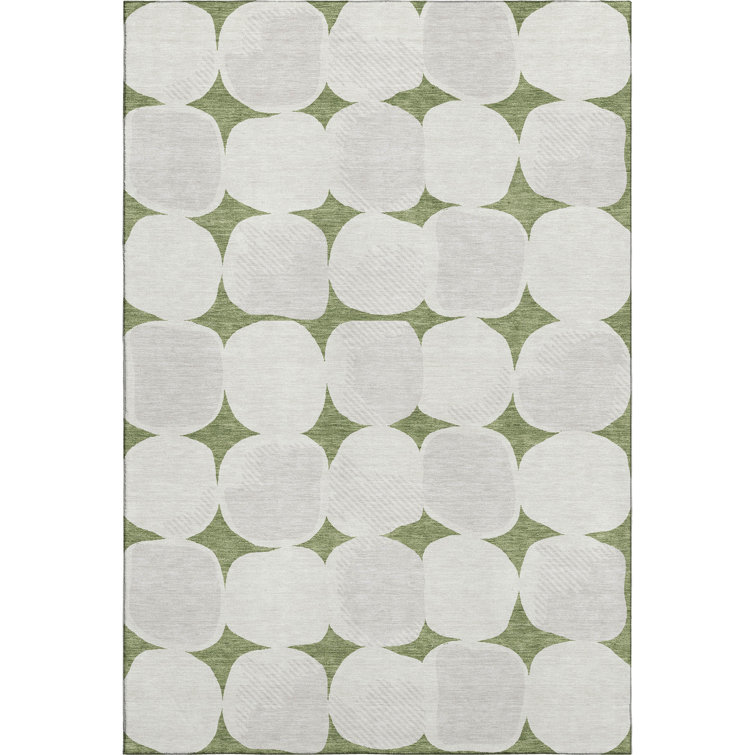 Premium Machine Washable Prisco Green Rug