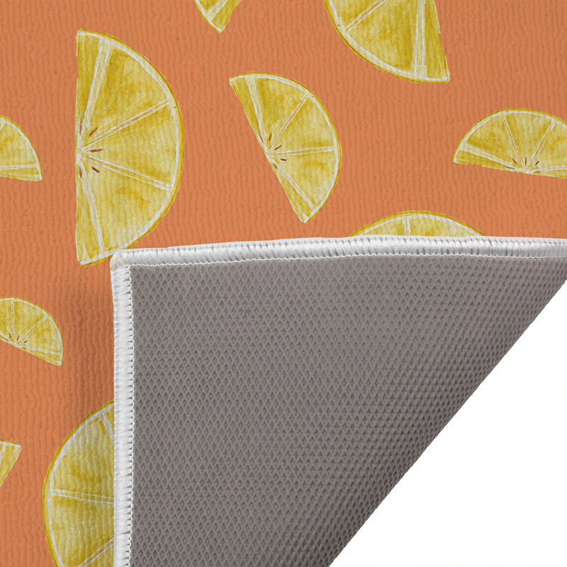 Summer Lemon Outdoor Doormat, 34" W x 21" L, Orange