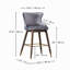 Ensemble de 2 tabourets de bar modernes à dossier enveloppant, hauteur du comptoir, avec embouts de pieds dorés ; chaises de cuisine rembourrées de style milieu du siècle, 66 cm, avec pieds en bois de noyer.-476316686
