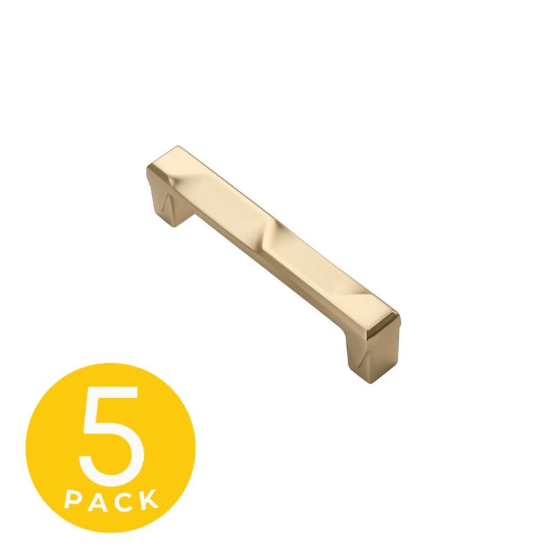 Geiger Series 5 in. (128 mm) Centre-to-Centre Modern Cabinet Handle/Pull (5 Pack), Gold