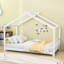 Lit plateforme simple en bois avec toit en forme de maison-874422199