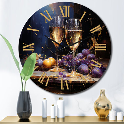 Wall Clock - Champagne Christmas Celebration II