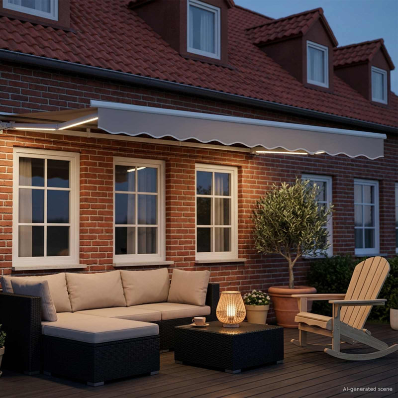 VidaXL Retractable, Light Grey/White, 250cm W x 200cm D